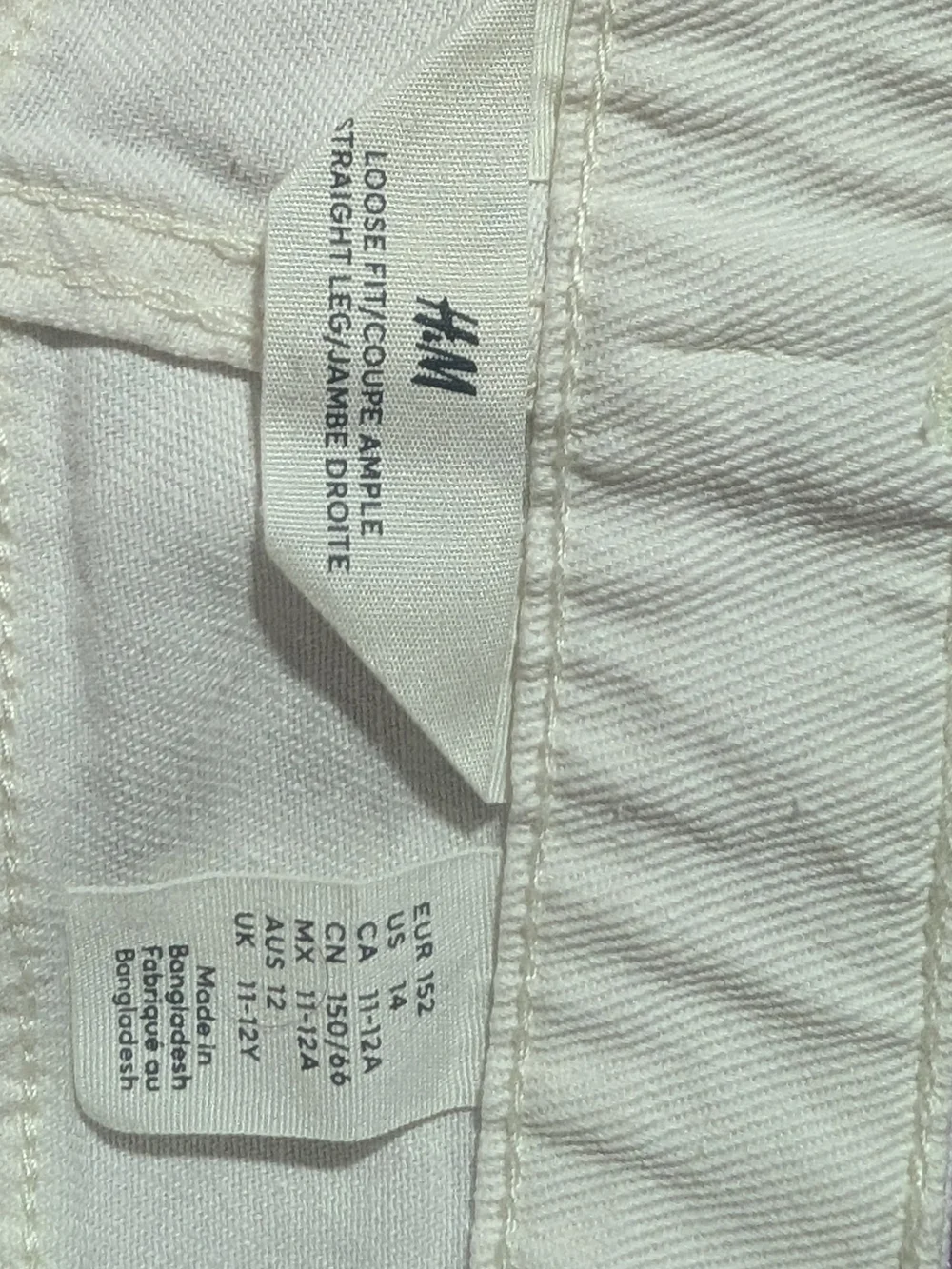 H&M White Loose Straight-Leg Jeans